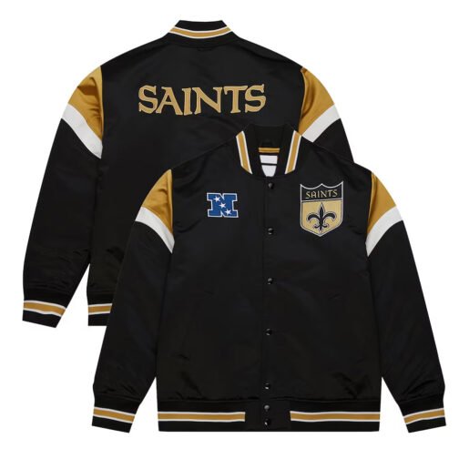 New Orleans Saints Heavyweight Black Satin Jacket - Image 3
