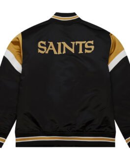 New Orleans Saints Heavyweight Black Satin Jacket