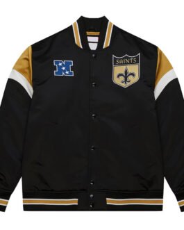 New Orleans Saints Heavyweight Black Satin Jacket