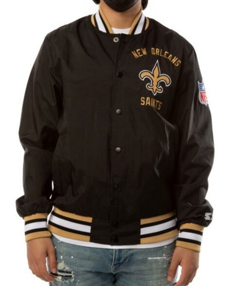 Bomber New Orleans Saints Black Satin Jacket