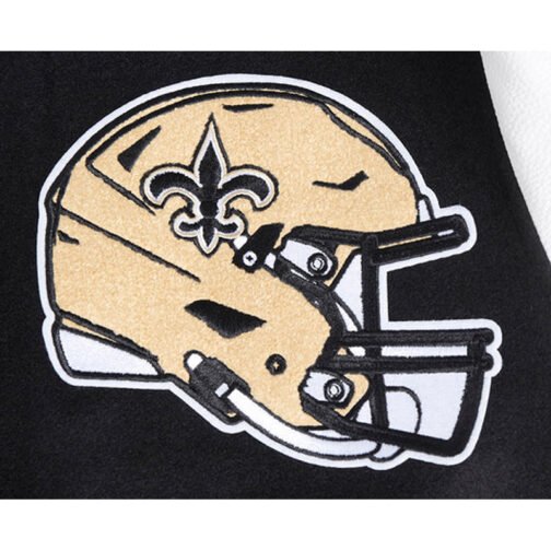 New Orleans Saints Mashup Rib Varsity Wool/Leather Jacket - Image 5