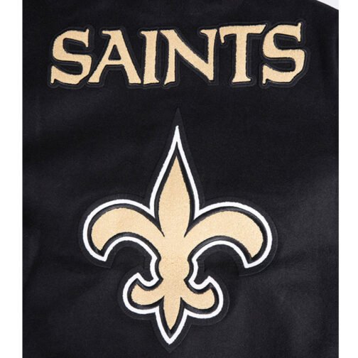 New Orleans Saints Mashup Rib Varsity Wool/Leather Jacket - Image 10
