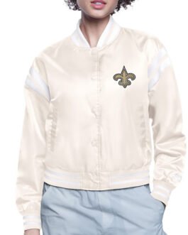 New Orleans Saints Printed Logo Varsity Satin Jacket