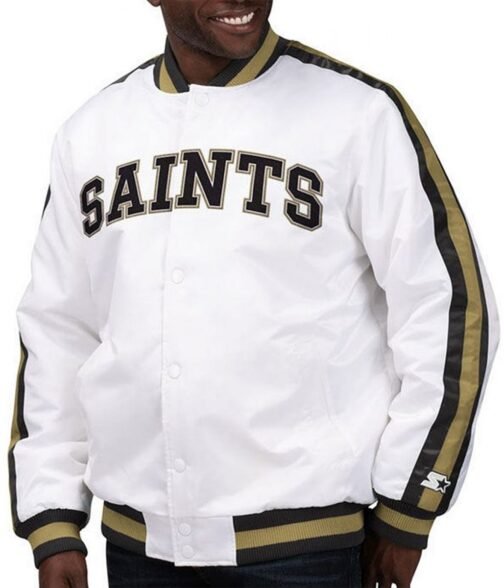 New Orleans Saints Satin White The D-Line Jacket