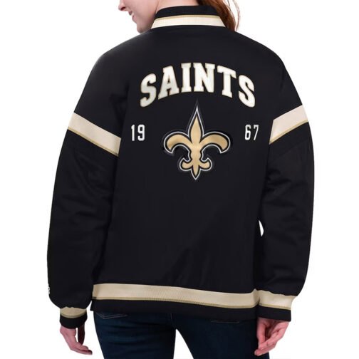 New Orleans Saints Tournament Black Varsity Jacket - Image 2