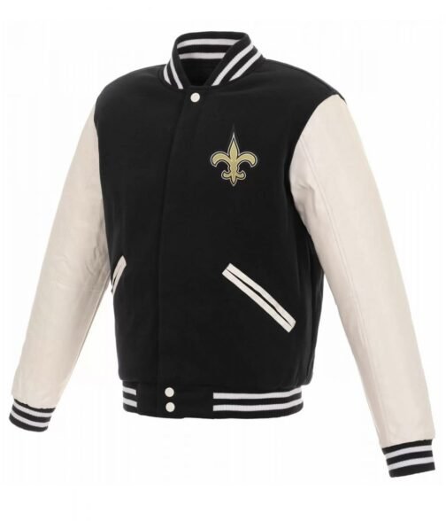 Varsity New Orleans Saints White and Black Jacket