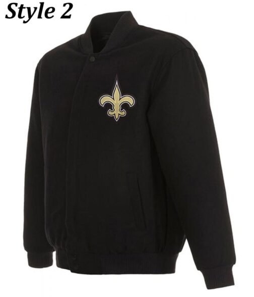 Varsity New Orleans Saints Black Wool Jacket - Image 2