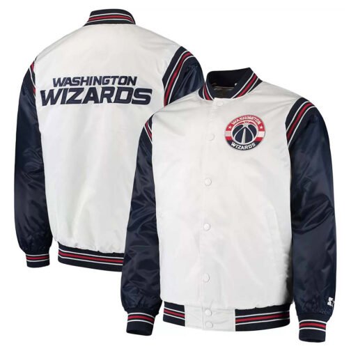 Renegade Washington Wizards White/Navy Satin Jacket - Image 3