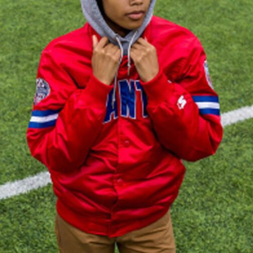 NY Giants 25th Anniversary Red Satin Jacket - Image 9