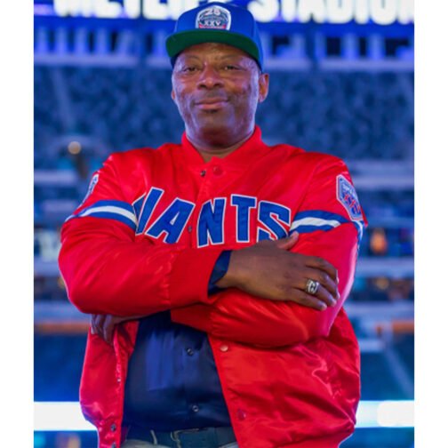 NY Giants 25th Anniversary Red Satin Jacket - Image 2