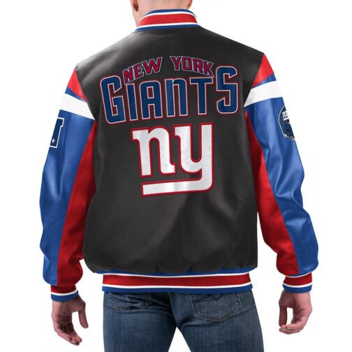NY Giants Black Varsity Full-Zip Leather Jacket - Image 2