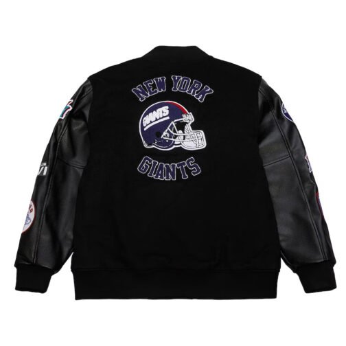 NY Giants Blackout Vintage Logo Varsity Jacket - Image 2
