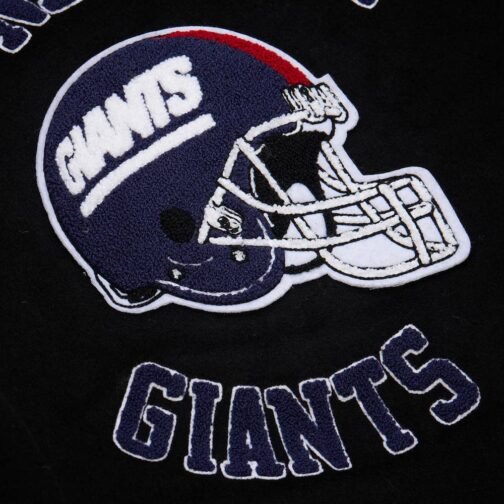 NY Giants Blackout Vintage Logo Varsity Jacket - Image 4
