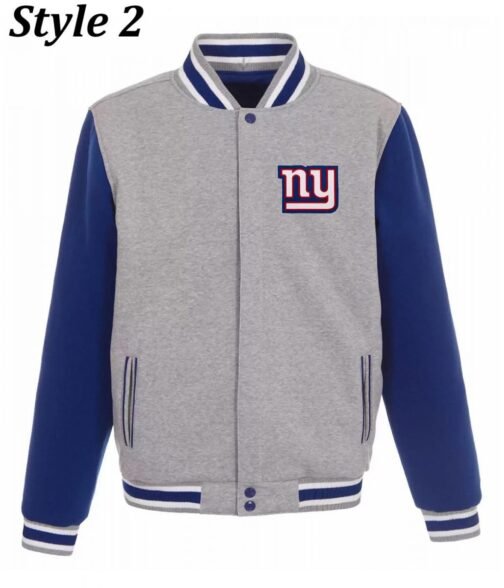 Varsity NY Giants Gray and Blue Wool Jacket - Image 2