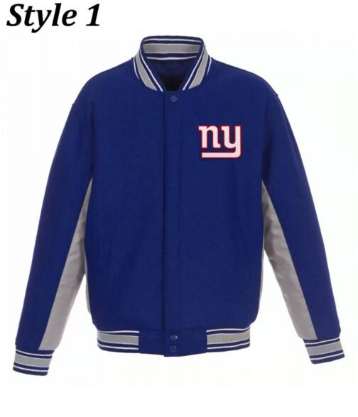 Varsity NY Giants Gray and Blue Wool Jacket