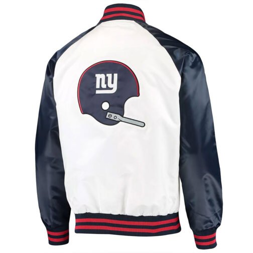 NY Giants Clean Up Throwback Satin White/Navy Jacket - Image 2