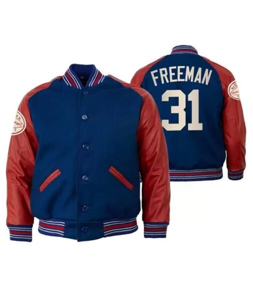 NY Giants Devonta Freeman Varsity Jacket - Image 2