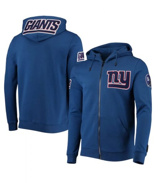 NY Giants Zip Up Blue Hoodie - Image 3