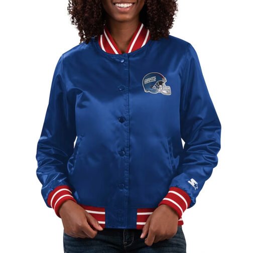 Full Count New York Giants Blue Satin Jacket
