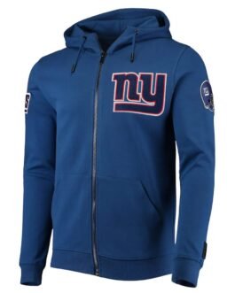 NY Giants Zip Up Blue Hoodie