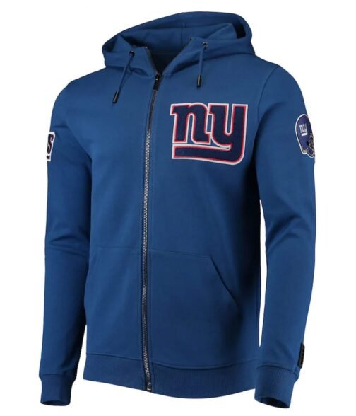 NY Giants Zip Up Blue Hoodie