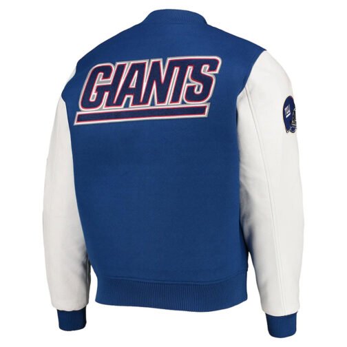 NY Giants Logo Varsity White/Royal Jacket - Image 2