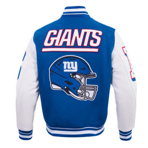NY Giants Mashup Rib Varsity Wool/Leather Jacket - Image 2