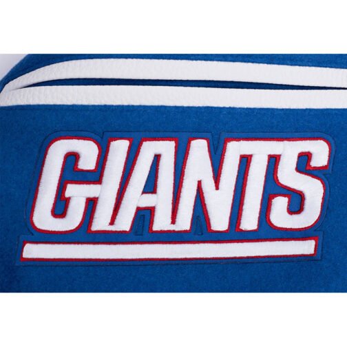 NY Giants Mashup Rib Varsity Wool/Leather Jacket - Image 6