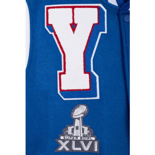 NY Giants Mashup Rib Varsity Wool/Leather Jacket - Image 7