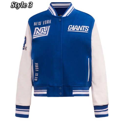 NY Giants Retro Classic Varsity Jacket - Image 3
