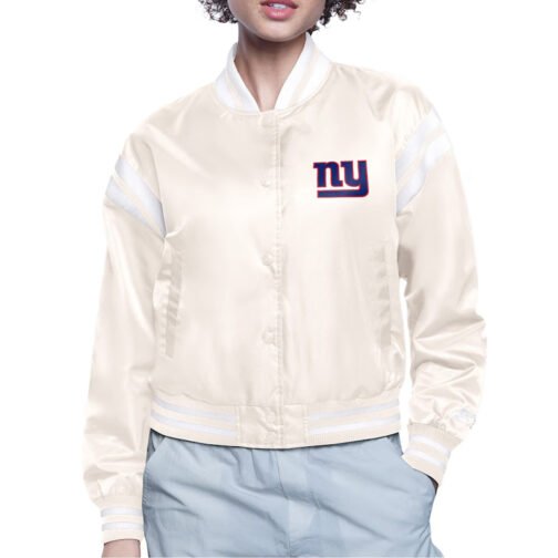 NY Giants Printed Logo Varsity Satin Jacket - Image 2