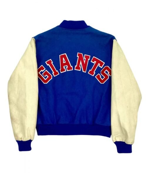 NY Giants Varsity White and Royal Blue Jacket - Image 2