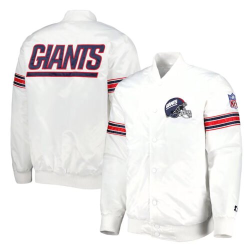 NY Giants The Power Forward White Satin Jacket - Image 3