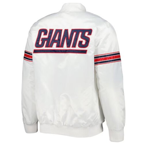 NY Giants The Power Forward White Satin Jacket - Image 2