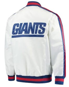 NY Giants Throwback D-Line White Varsity Satin Jacket
