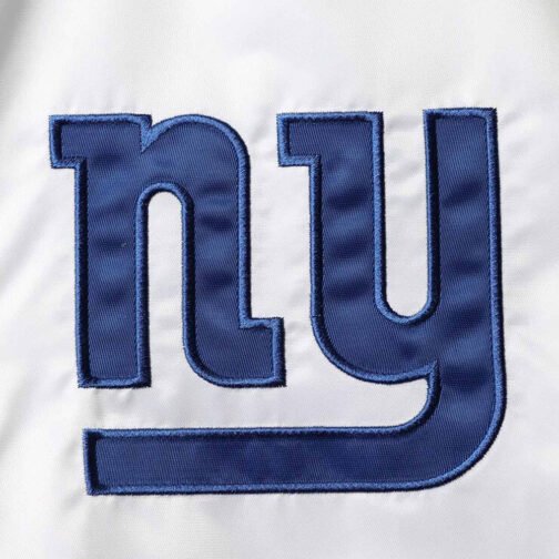 Throwback NY Giants Varsity White/Blue Varsity  Satin Jacket - Image 4