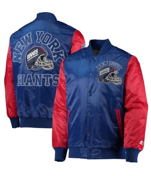 New York Giants Throwback Locker Room Satin Jacket - Image 3