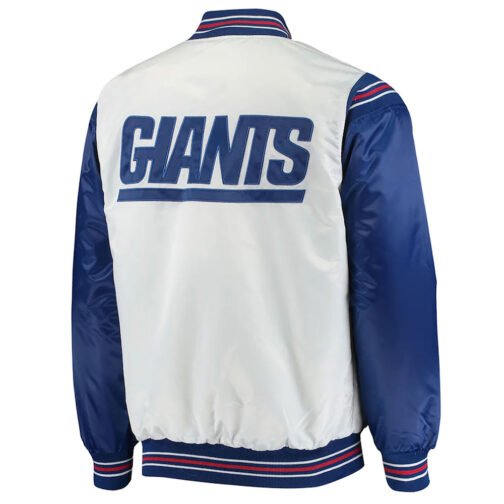 Throwback NY Giants Varsity White/Blue Varsity  Satin Jacket - Image 2