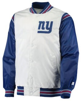 Throwback NY Giants Varsity White/Blue Varsity  Satin Jacket