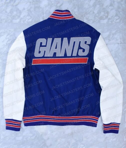 New York Giants Blue and White Letterman Jacket - Image 2