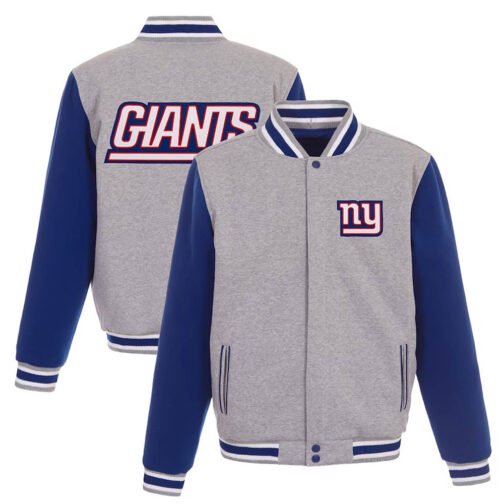NY Giants Royal/Gray Varsity Wool Jacket - Image 3