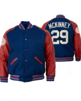 NY Giants Xavier Mckinney Varsity Red and Blue Jacket