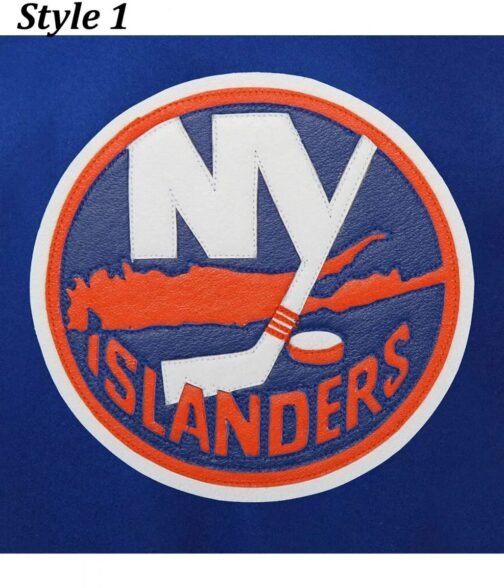 NY Islanders Blue and White Letterman Jacket - Image 5