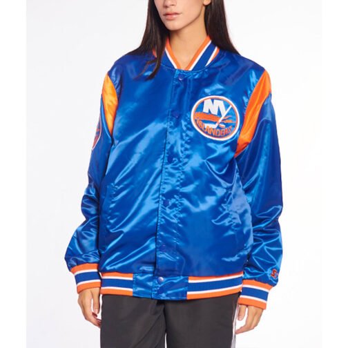 NY Islanders Teddy Royal Satin Jacket - Image 3