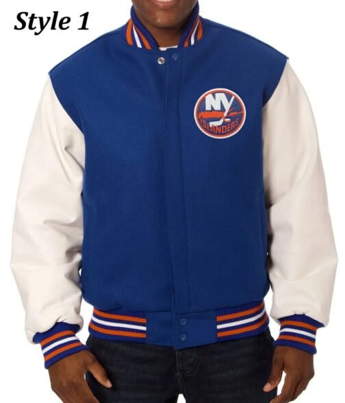 NY Islanders Blue and White Letterman Jacket