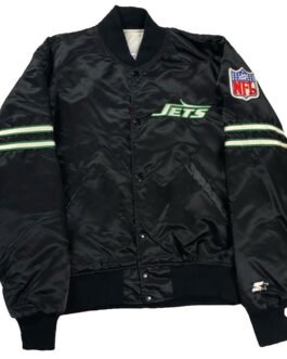 New York Jets 80s Green and Black Satin Jacket