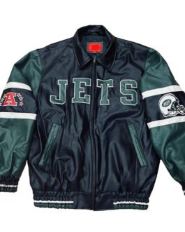 NY Jets Black and Green Varsity Leather Jacket
