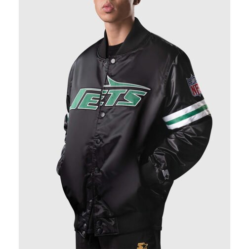 NY Jets Black Satin Jacket - Image 3