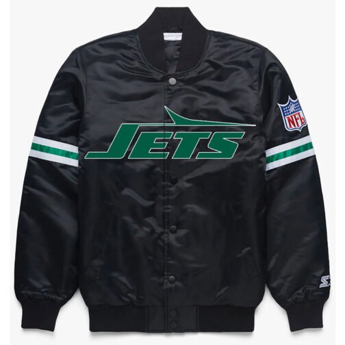 NY Jets Black Satin Jacket