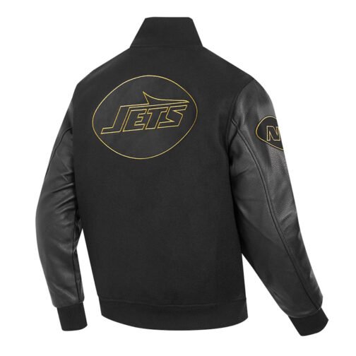 New York Jets Full-Zip Black Varsity Jacket - Image 4